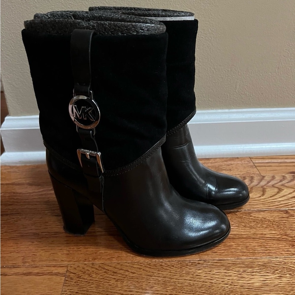 Michael Kors Black Heeled Boots with Chunky Heel
